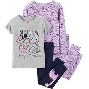 Carter's 4-Piece Dino-Print Cotton Pajamas Set, 4T